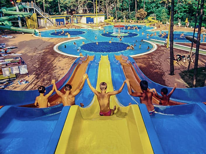 Water slide at a water park, multi activity trip