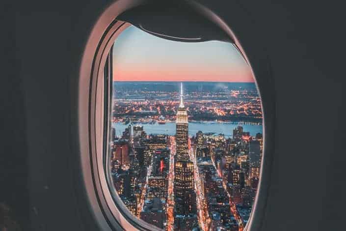 new york empire state view from aeroplane