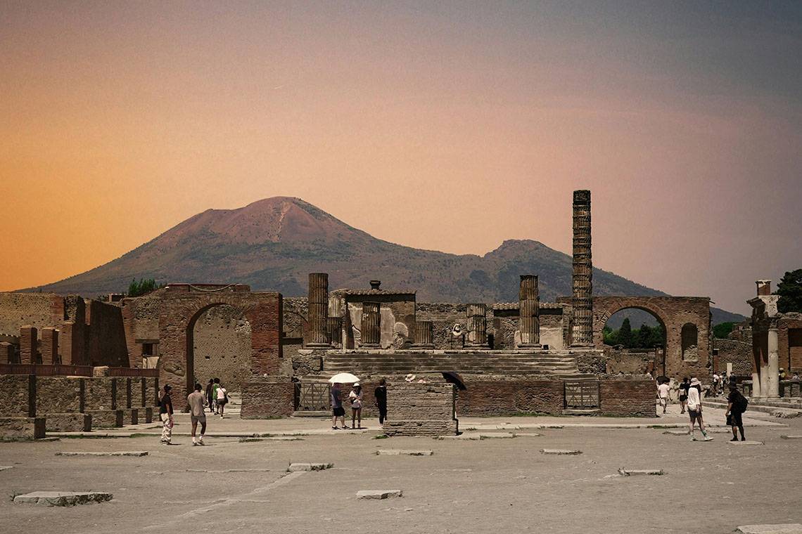 Pompeii with Mount Etna in the background