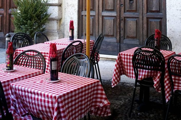 cafe tables Bologna & Ravenna Food Technology Trip